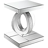 Coaster Home Furnishings - Breena - Rectangular Mirrored Acrylic End Table with Geometric Base and Acrylic Crystals - Modern 