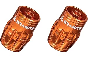 Granite Juicy Nipple Valve Cap with Valve Core Removing Function, Tire Valve Caps Dust Covers for Bikes and Vehicles, Durable Alloy Schrader Valve Cap, 2-Piece Set (Orange)