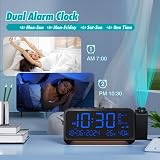 Mesqool LED Projection Alarm Clock with Dual Alarm FM Radio Temperature Humidity view 5