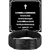 LDOWWGL Bracelets for Men Boys - Patriotic American Flag Cross Bracelet - Adjustable Black Elastic Stretch Strap Bible Verse Bracelets - Back to School, Birthday Gifts for Men