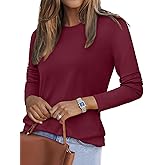 REORIA Women's Wool Blend Classic Crew Neck Long Sleeve Casual Fall Winter Tops Basic Shirts