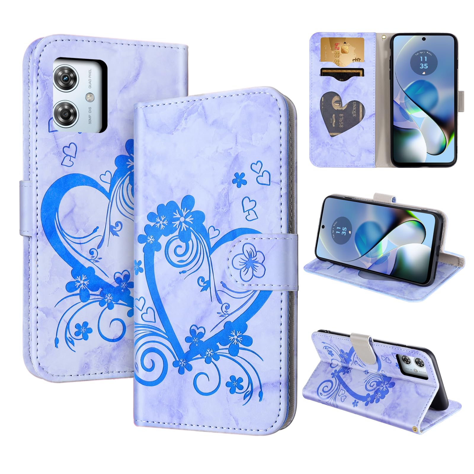 CASAFUNY Case for Motorola Moto G64, Moto G64 Protective Wallet Case Cover Magnetic Closure Flip Case for Motorola Moto G64, Blue — image 1