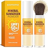 Kototo Powder Sunscreen for Scalp (0.176 oz), Brush On Sunscreen Powder SPF50, Lightweight Breathable Mineral Sun Screen Protector for Face & Scalp, Travel-Friendly, Non-Greasy & Invisible Finish