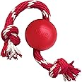 KONG Ball with Rope - Durable Fetch Toy with Rope for Easy Throwing - For Tug, Playtime & More - Natural Rubber - Red - For Small Dogs