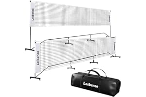Losbenco Portable Pickleball Net with Wheels - 6-in-1 Adjustable Height Metal Frame Mesh, Standard Size 22FT, Pickleball, Ten