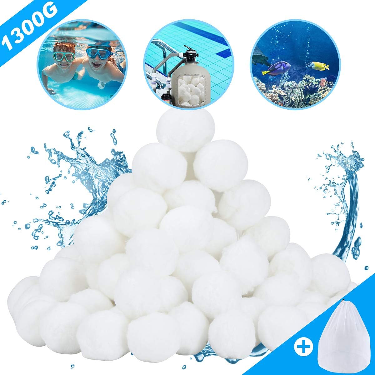 Aitsite Filterbälle 1300g 14.8 Liter Filter Balls (mit