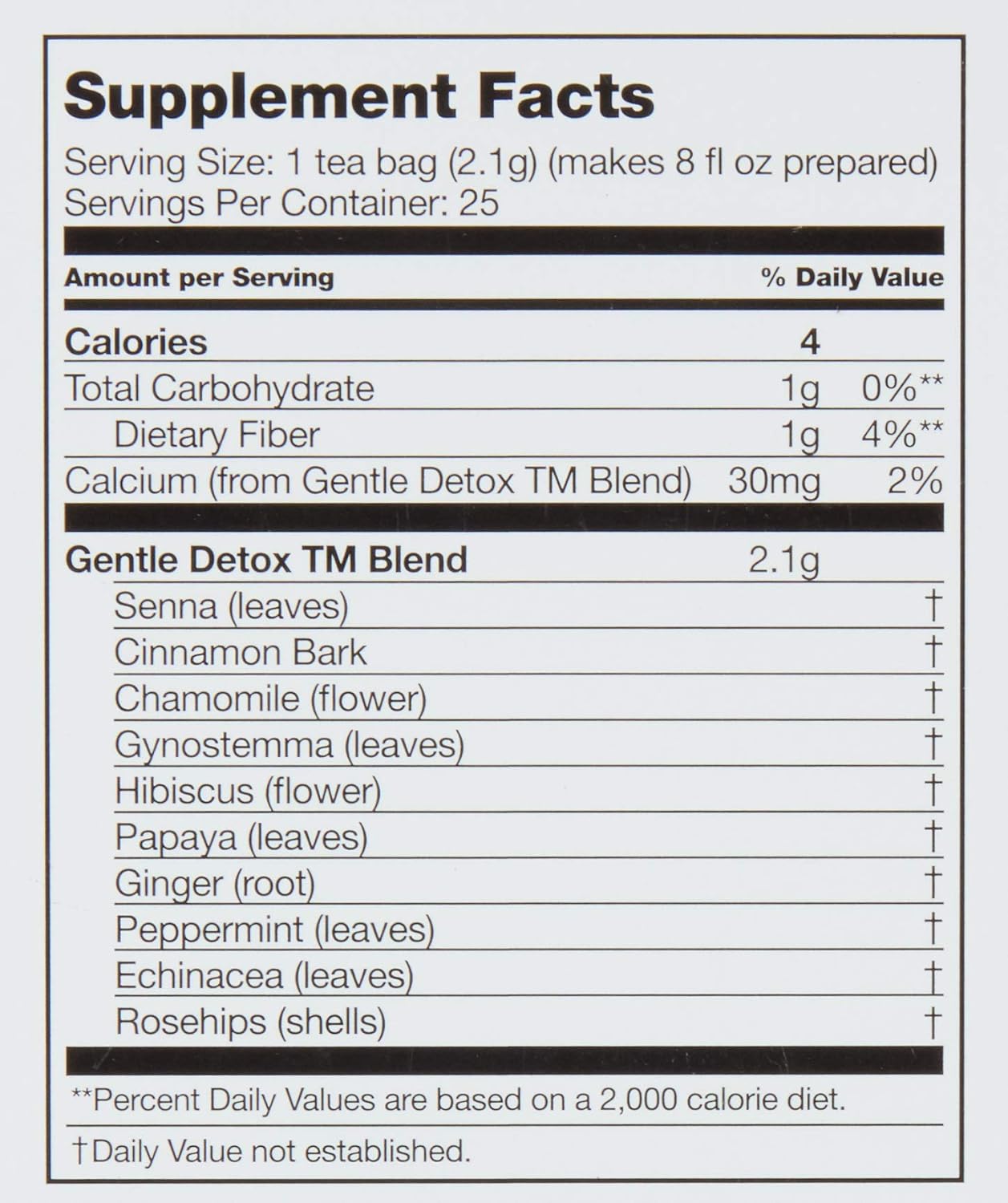Total Tea Caffeine Free Detox Tea - All Natural - Slimming Herbal Tea for Gentle Cleansing - 25 Tea Bags : Herbal Supplements : Grocery & Gourmet Food