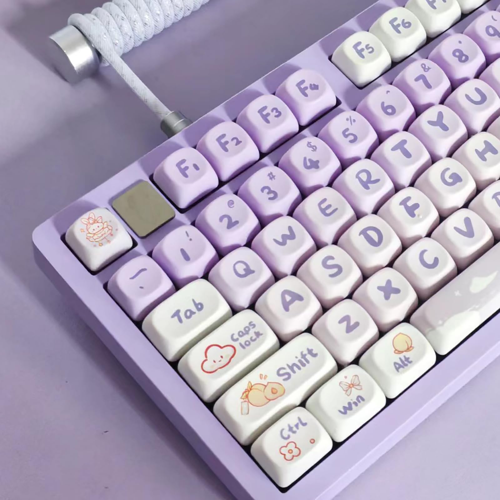 Mua Gliging Keycaps 142 Keys Purple Rabbit Cute MOA Profile Dye ...