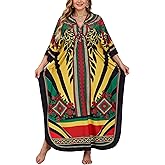 ELSCIRW Kaftan Dresses for Women Plus Size V-Neck Batwing Sleeve Beach Cover Up Flowy Summer Maxi Dress