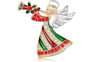 Vanjewnol Christmas Brooches for Women Sparkling Angel Brooch Cute Christmas Acessories for Women B01G