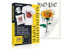 Colemoly Sublimation Paper 8.5x11, 300 Sheets Heat Transfer Paper for Any Inkjet Printer 125g with Thermal Sublimation Ink on Coated, Phone Cases, Light Fabrics, DIY Projects, T-Shirts, Mugs