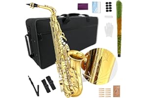 YoungMonic Alto Saxophone E Flat for Adults Student Sax Eb Alto Full Kit With Carrying Sax Case Mouthpiece Straps Reeds Saxophone Beginner Kit