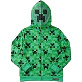Minecraft Hoodie - Green Camo Zip-Up Fleece Jacket with Creeper Face Mask, Little to Big Kids 4-18yrs