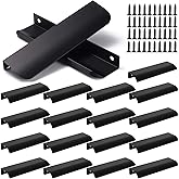 APACALI 15PCS Back Mount Finger Edge Pull Black 4.7 Inch Aluminum Hidden Drawer Kitchen Cabinet Handles Modern Style Conceale