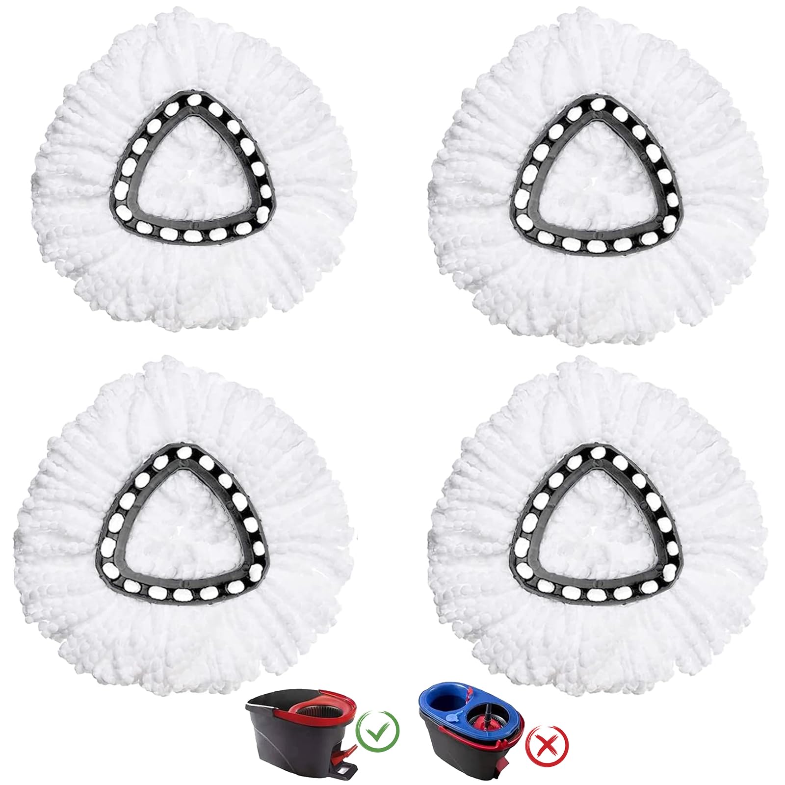Photo 1 of (see all images) 4 Pack Mop Heads Replacement Compatible with O-Ceda EasyWring Spin Mop, Microfiber Spin Mop