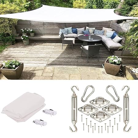 CHUDAN Sonnensegel Garden 98% UV Block Patio, wasserdichtes Rechteck Sun Screen Shelter 2x3m Schutz Windschutz Polyester Outd