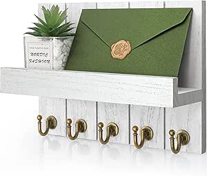Rebee Vision Key And Mail Holder For Wall With Shelf - Farmhouse House Decor With 5 - View #8