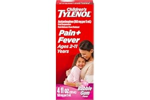 Children's Tylenol Oral Suspension Medicine, Kids' Liquid medicine Pain Reliever & Fever Reducer for Cold + Flu Symptoms, Aspirin-, Ibuprofen- & Alcohol- Free, Bubble Gum, 4 fl. oz