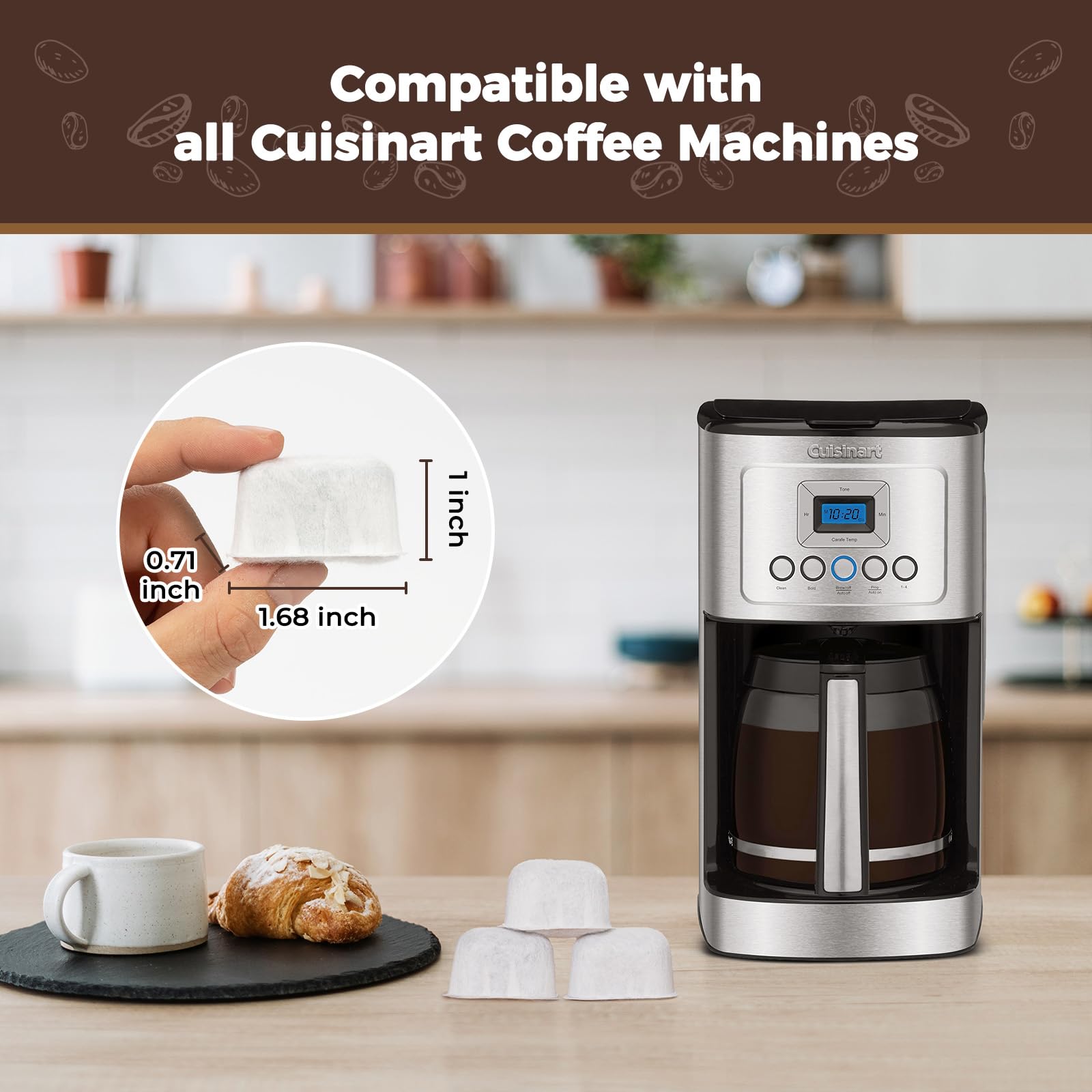 12-Pack Replacement Charcoal Water Filters for Use with Cuisinart coffee machines