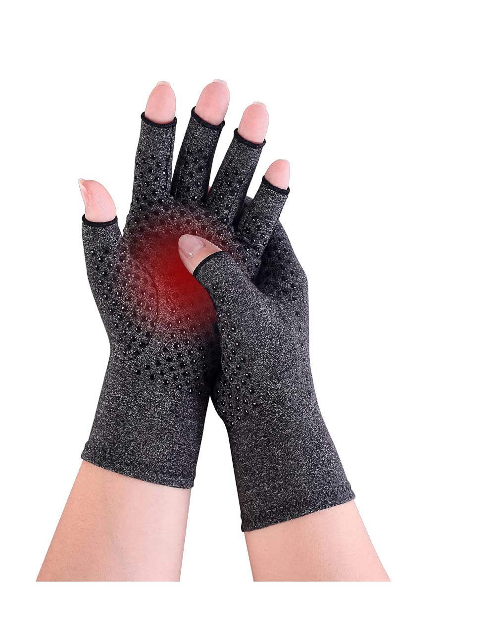 Donfri Arthritis Gloves Fingerless Compression Gloves Non-slip for Women Men Relieve Symptoms Rheumatoid Osteoarthritis Raynauds Disease Breathable Comfortable Fit Machine Washable (Black L)