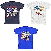 Bioworld Sonic The Hedgehog 3-Pack Boy’s Crew Neck Short Sleeve T-shirt Combo Set