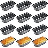 Lainballow 12 Pcs Mini Loaf Pan, Carbon Steel Bread Baking Pans, Nonstick Baking Pans, Tiny Banana Bread Pan for Baking Bread, Meatloaf, Brownies, Pound Cakes (Dark Grey, 6.1 x 3.3 x 1.8 Inches)