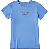 Life is Good Womens Crusher Tee Shirt, Short Sleeve Cotton Graphic T-Shirts, Three Daisies