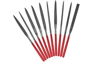 KALIM 10Pcs 7 inches Needle File Set Hardened Alloy Strength Steel File, 150-Grit, Suitable for Metal, Wood, Plastic, Jewerly, Model, etc.(5mm x 180mm)