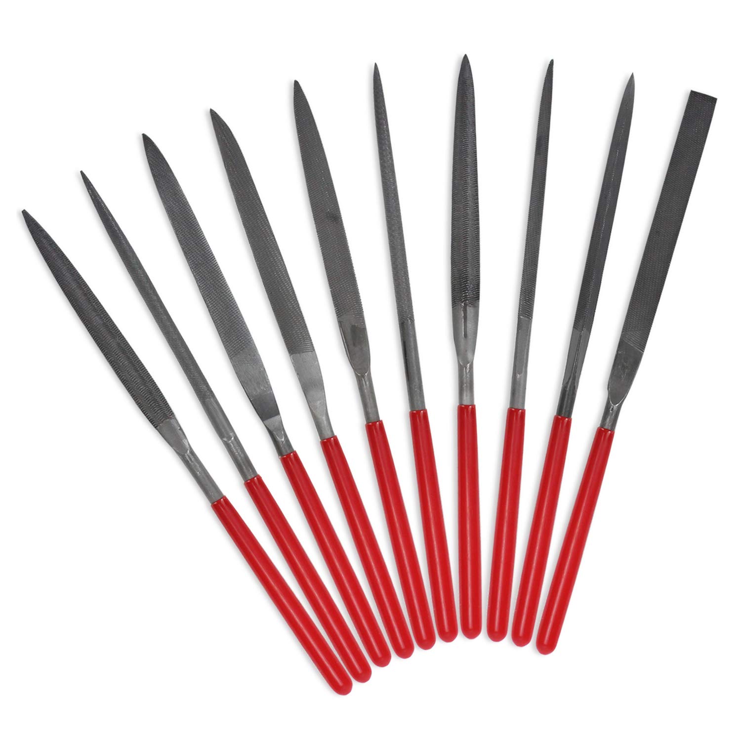 Photo 1 of 10Pcs 7 inches Needle File Set Hardened Alloy Strength Steel File, 150-Grit, Suitable for Metal, Wood, Plastic, Jewerly, Model, etc.(5mm x 180mm)
