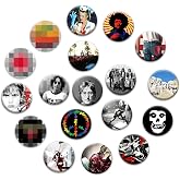 Babymiu Rock and Roll Band Button Pin Set(18 Pack,1.5 INCH) | Music Punk 70s 80s Decoration Gifts Merch Party Supplies Button for Accessories Art DIY Crafts Decor