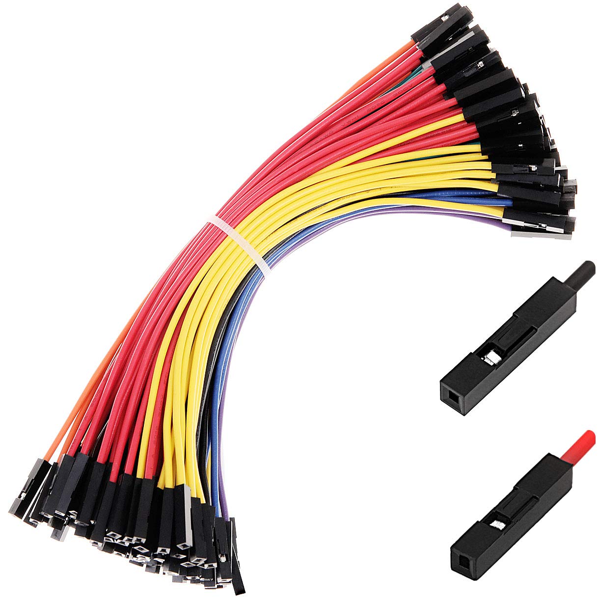 Breadboard Jumper Wires Cables 22AWG For Arduino Raspberry Pi Female Female, 20% MORE Red and Black Jumpers Wires, Square Head 0.1'' 10 Colors Total 120-Pack (15CM, F/F)