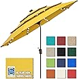 EliteShade USA 10-Year-Non-Fading Solar 9ft 3 Tiers Market Umbrella with 80 LED Lights Patio Umbrellas Outdoor Table with Ventilation,Sunflower Yellow