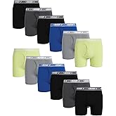 AND1 Mens Boxer Briefs - 12 Pack Platinum Performance Mens Boxers with Fly Pouch - Underwear Boxers for Men, 6" Inseam