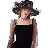2025 Kentucky Derby Hats for Women- Organza Church Hat Fascinator Hat for Tea Party Bridal Wedding Hat Wide Brim Sun Hat