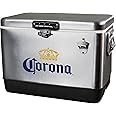 Corona Ice Chest Cooler - Portable Ice Bucket with Bottle Opener, Vintage Style, Insulated for Camping, Beach, Picnic, RV, BBQs, Tailgating, Fishing, Stainless Steel 85 Can Ice Box, 51L (54 qt)