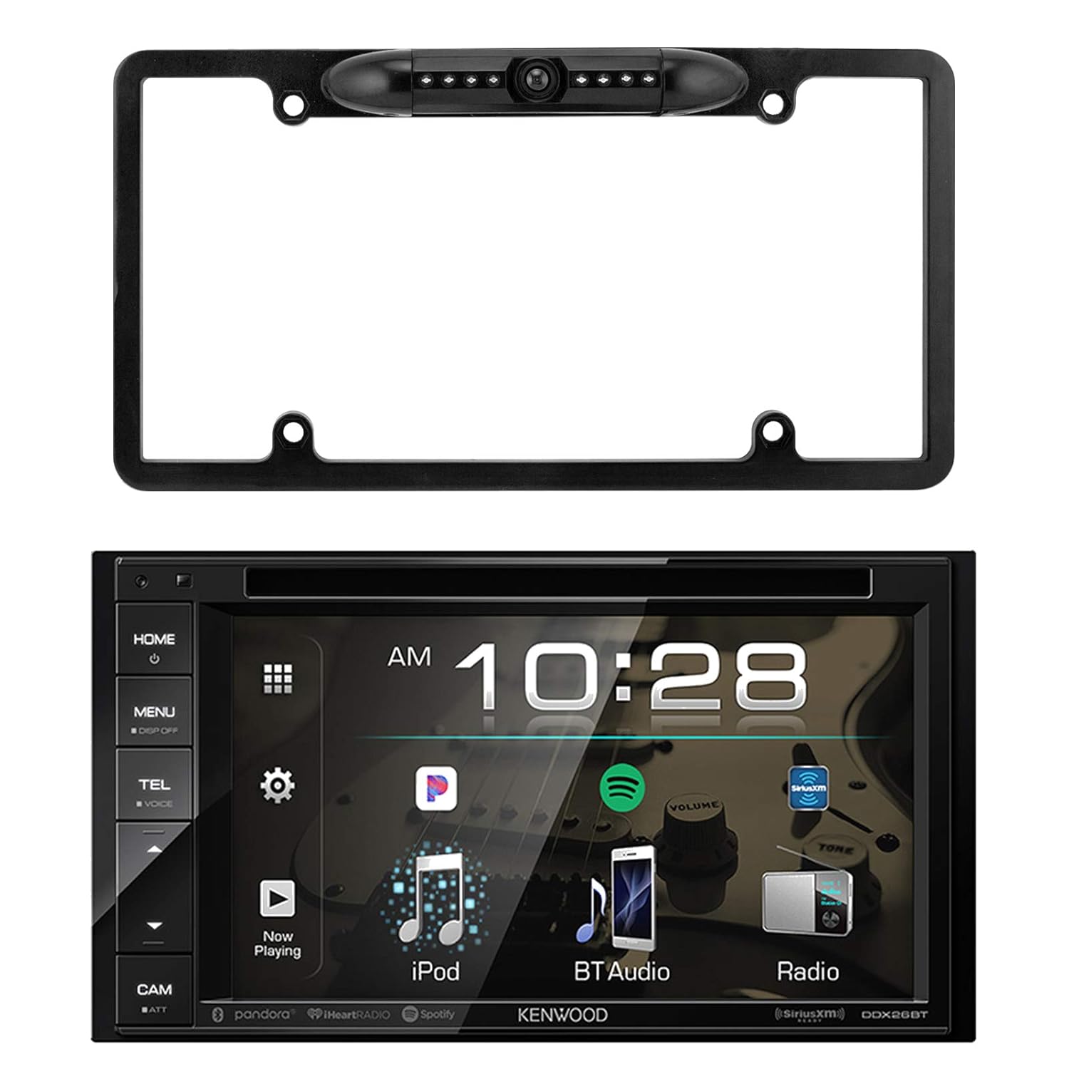 Kenwood 6.2" 2-Din In-Dash Sirius/MP3/WMA DVD Monitor Bluetooth Receiver, Enrock Car License Plate Frame Rear View Backup Waterproof Camera