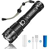 KEPEAK LED Flashlight USB Rechargeable, High Lumens Tactical Flashlights 5000, Zoomable, 5 Modes, Waterproof, with 18650 Batt