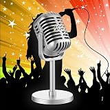 Thinp Classic Retro Microphone Prop Vintage Style Stand Antique Decor Fake view 6