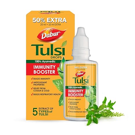 Buy DABUR Tulsi Drops- 50% Extra: Concentrated Extract of 5 Rare Tulsi