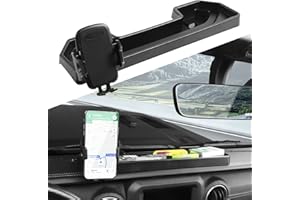JWWY for Jeep JL Dash Phone Holder with Tray Phone Mount with Storage Box Cell Phone Holder Bracket Cradle with Attachment Fit for 2021-2024 Jeep Wrangler JL JLU 4xe,Interior Accessories,Black