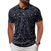 ZITY Mens Golf Shirt Short Sleeve UPF 50+ Athletic Casual Collared Polo | Machine Wash, Print Patterns, Performance Moisture Wicking, Quick Drying, Breathable, Stretchy, Soft, Daily, Business, Work