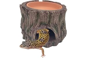 3 in 1 Reptile Hide Cave with Detachable Base & Humidity Dish for Bearded Dragon, Tank Terrarium Decor Humid Hideout for Smal