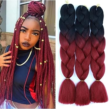 Amazon Com Ombre Color Synthetic Hair 3 Packs Jumbo Braiding