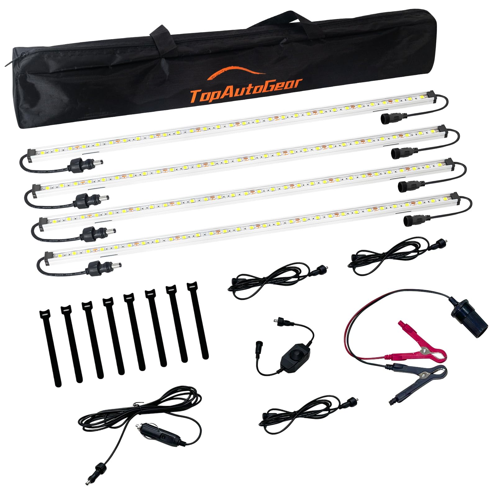 Photo 1 of 12V LED Exterior Light Bar Kit Dimmable Camping String Lights Weatherproof IP67, Magnetic Mounting, All-in-One Portable Lighting for RV, Camping Tent Car Trailer Boat, White 4Pcs