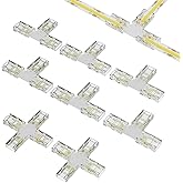PAUTIX 6pcs T & 2pcs Cross Connectors,Extension Splitters,for 8mm 2-Pin COB LED Strip Light 12V/24V(NOT Applicable for Other Sizes)