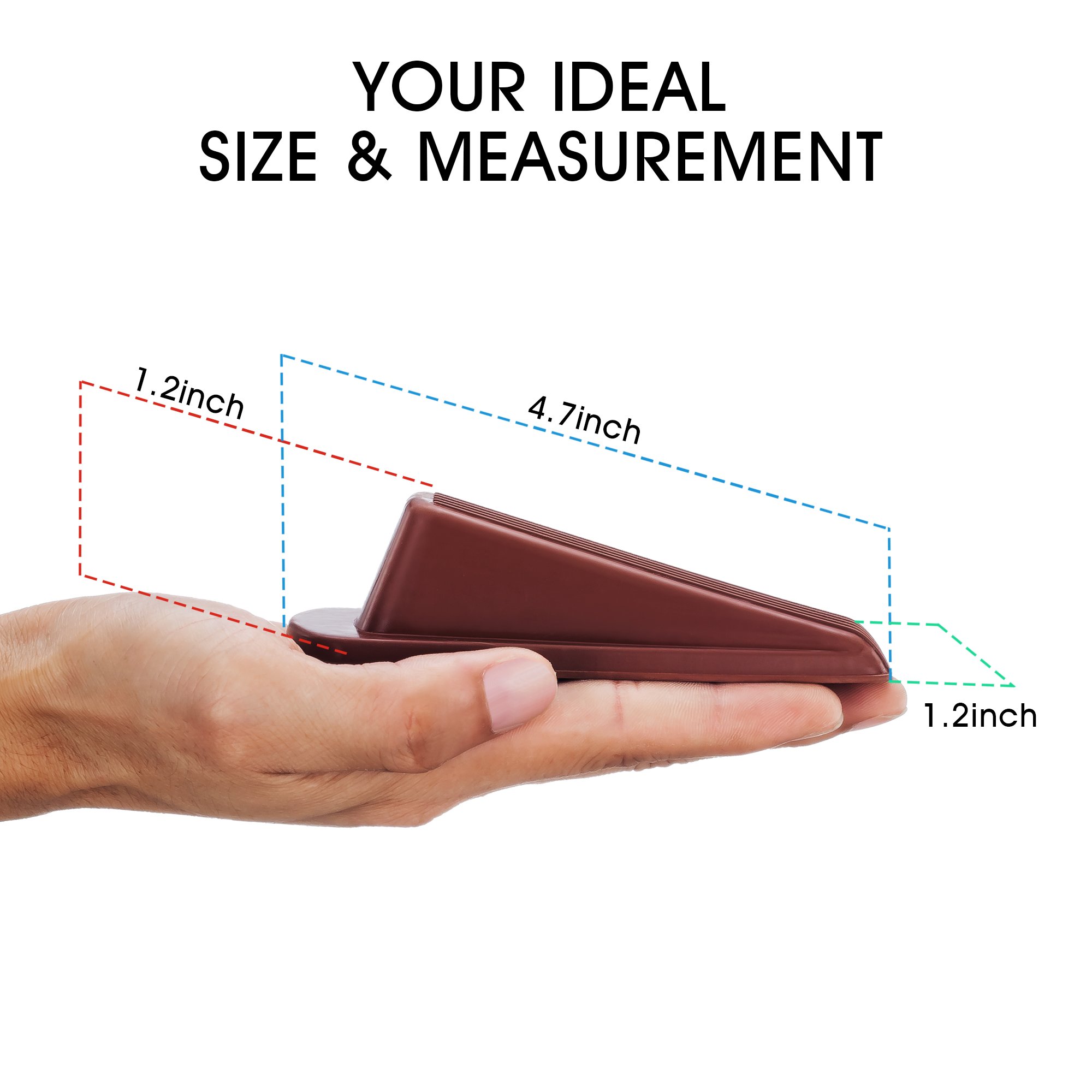 Door Stopper Set Heavy Duty Door Stop Wedge Rubber with 2 Pcs Finger Pinch Guard + 2 Pcs Self-Adhesive Door Knob Wall Protector Work On All Floor Surface