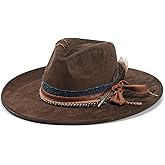 H.Busque Wide Brim Fedora Hat Mens Women Felt Panama Hats Dress Up Handmade