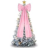 Giant Pink Bow Christmas Decorations, Double-layer Satin Bows for Coquette Room Decor, Christmas Tree Topper Bow for Home Wreath Wall Backdrop Birthday Wedding Party Decor (Pink Bow, 24 x 42 Inches)