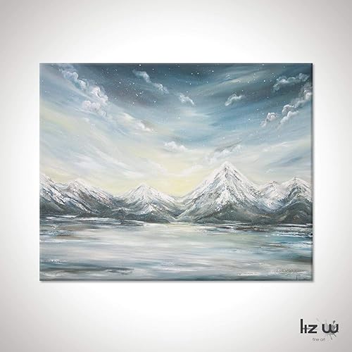 Amazon Com Original Winter Solstice Snowy Mountain Painting
