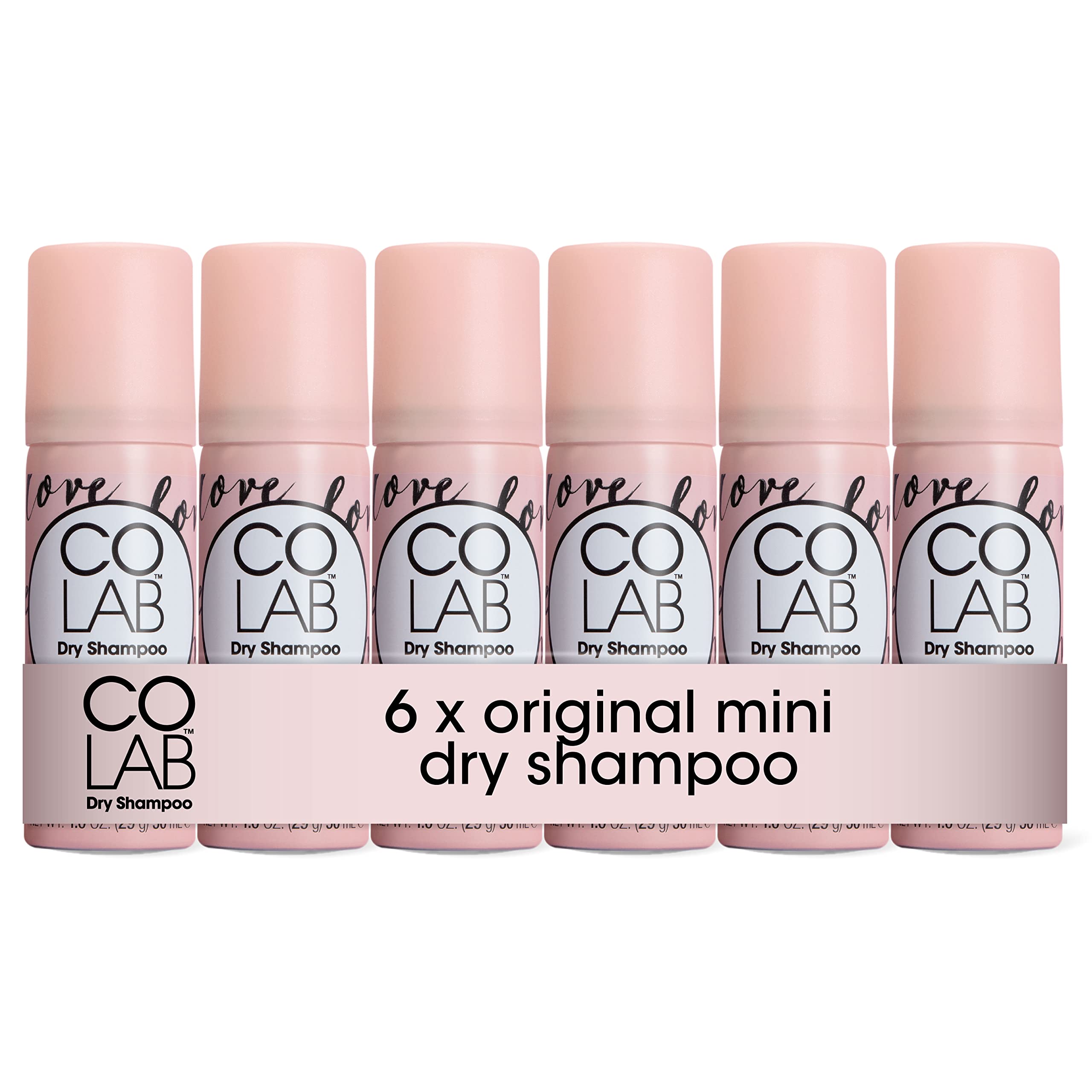 COLAB Mini Dry Shampoo, Original, 50ml, 6 Pack - No White Residue, No Fuss, All Hair Types, Fresh Scent